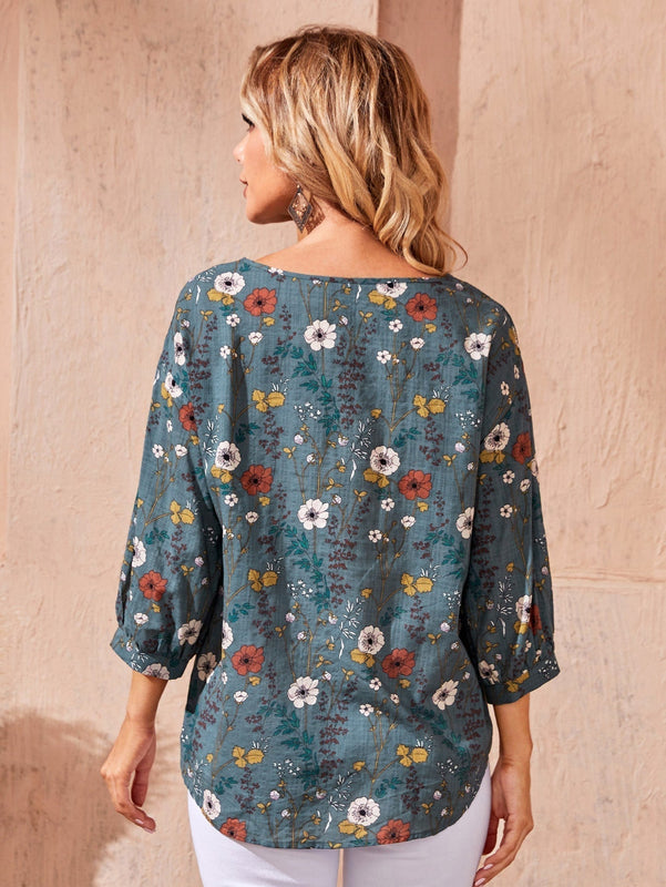 EMERY ROSE Blusa con estampado floral de hombros caidos