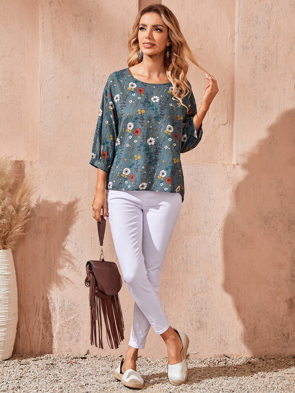 EMERY ROSE Blusa con estampado floral de hombros caidos