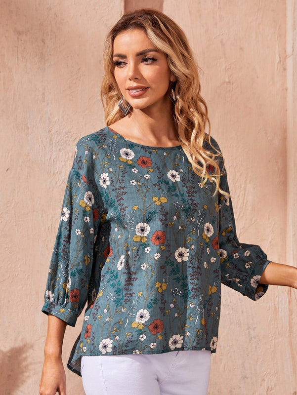 EMERY ROSE Blusa con estampado floral de hombros caidos