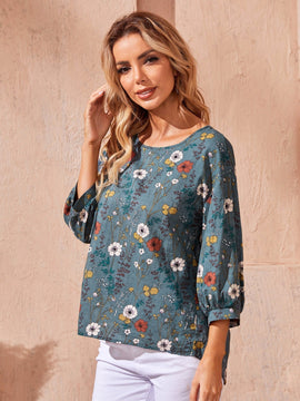 EMERY ROSE Blusa con estampado floral de hombros caidos