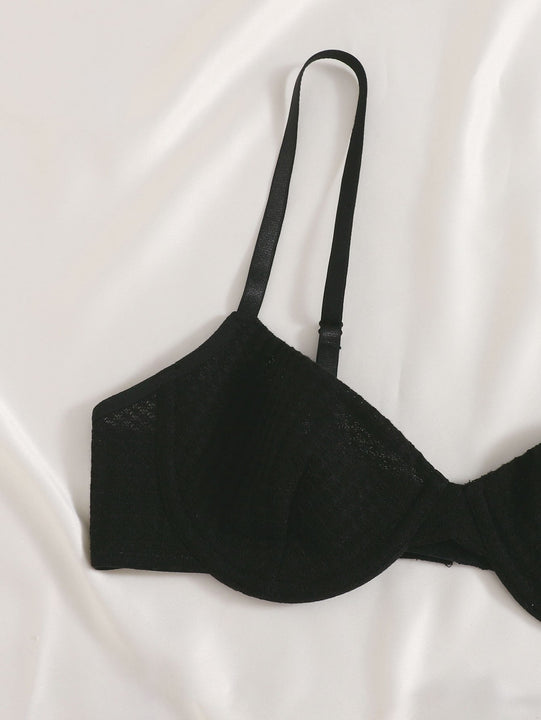 Set de lenceria unicolor con textura con aro