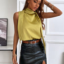 BIZwear Camisa sin manga de cuello desbocado cinta ropa de trabajo