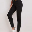 EZwear Pantalones ajustados de alta cintura para mujer, con detalles de parche en color liso, para primavera y verano