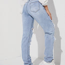 Jeans de pierna recta con diseno roto