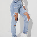 Jeans de pierna recta con diseno roto