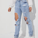 Jeans de pierna recta con diseno roto
