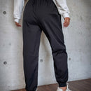 EZwear Pantalones cargo casuales deportivos para mujer con parche reflectante y rayas, ideales para festivales de musica