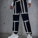 EZwear Pantalones cargo casuales deportivos para mujer con parche reflectante y rayas, ideales para festivales de musica