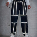 EZwear Pantalones cargo casuales deportivos para mujer con parche reflectante y rayas, ideales para festivales de musica