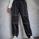 EZwear Pantalones cargo casuales deportivos para mujer con parche reflectante y rayas, ideales para festivales de musica