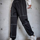 EZwear Pantalones cargo casuales deportivos para mujer con parche reflectante y rayas, ideales para festivales de musica