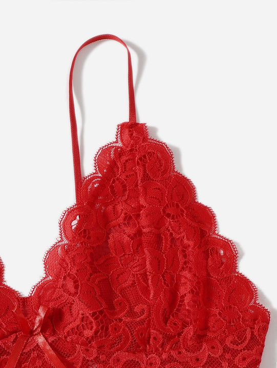 Set de lenceria con encaje ribete en abanico