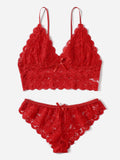 Set de lenceria con encaje ribete en abanico