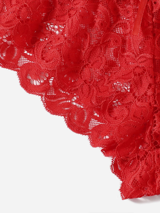 Set de lenceria con encaje ribete en abanico