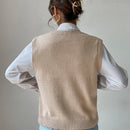 EZwear Chaleco de punto de cuello V tejido de cable
