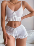 Set de lenceria ribete con fruncido con cordon delantero