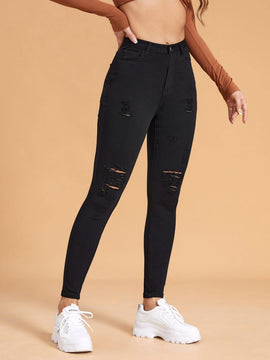 Essnce Pantalones ajustados rasgados de alta elasticidad