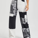 Jeans tipo boyfriend con estampado de paisley con estampado de retazo