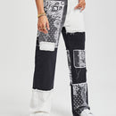 Jeans tipo boyfriend con estampado de paisley con estampado de retazo