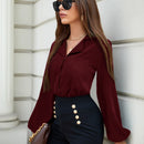 Prive Blusa de manga farol con parche de bolsillo