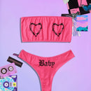 ROMWE Grunge Punk Set de lenceria con patron de corazon sin tira