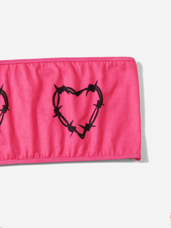 ROMWE Grunge Punk Set de lenceria con patron de corazon sin tira