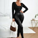 SXY Pantalones ajustados de talle alto PU