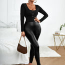 SXY Pantalones ajustados de talle alto PU