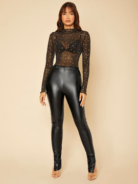 Tall Pantalones ajustados bajo con abertura PU