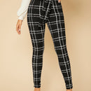 Tall Pantalones ajustados de cuadros de cintura con volante