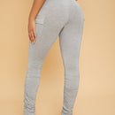 SXY Pantalones de cintura con cordon con bolsillo con solapa fruncido bajo con abertura