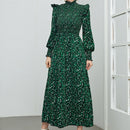 Mulvari Vestido con estampado floral ribete con fruncido de cuello alto de manga farol