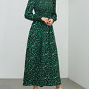 Mulvari Vestido con estampado floral ribete con fruncido de cuello alto de manga farol