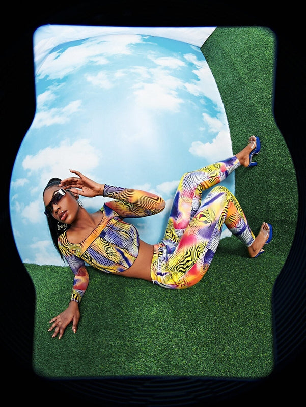 Neu Pantalones de rayas de cebra con con estampado de lunares PU