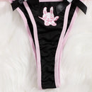 ROMWE Kawaii Set de lenceria bandeau con estampado de dibujos animados ribete fruncido