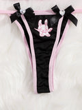 ROMWE Kawaii Set de lenceria bandeau con estampado de dibujos animados ribete fruncido