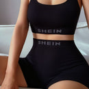 sin costuras con estampado de letra Shorts Set de lenceria
