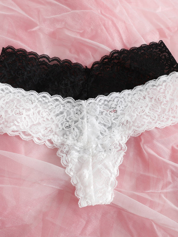 4 Paquetes De Cintura Y Pierna Panty De Lenceria De Encaje Con Borde Festoneado