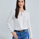 Clasi Blusa Blanca Con Cuello En V Solido Para Mujer