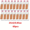 60 Piezas de Botellas Mini de Licores, Botellas Plásticas Vacías Herméticas 25ml/50ml/100ml, Botellitas para Alcohol o Salsa, Botillas Transparentes para Bodas y Fiestas, Regalos Pequeños