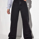 EZwear Jeans con estampado de mariposa de pierna ancha