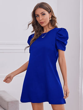 Prive Vestido tunico de espalda con abertura de ojo de manga farol