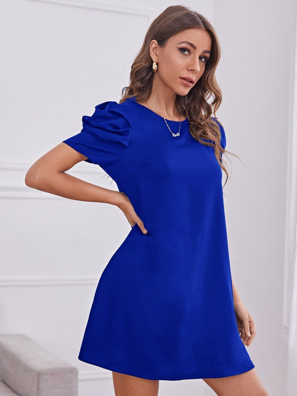 Prive Vestido tunico de espalda con abertura de ojo de manga farol