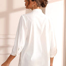 Blusa de cuello alto manga francesa ropa de trabajo