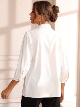 Blusa de cuello alto manga francesa ropa de trabajo