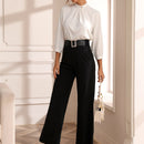 Blusa de cuello alto manga francesa ropa de trabajo