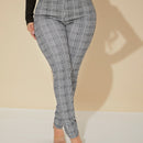 Sxy pantalones con cinturon de tela escocesa de talle alto sexy
