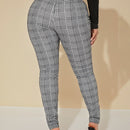 Sxy pantalones con cinturon de tela escocesa de talle alto sexy