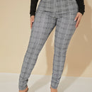 Sxy pantalones con cinturon de tela escocesa de talle alto sexy