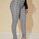 Sxy pantalones con cinturon de tela escocesa de talle alto sexy